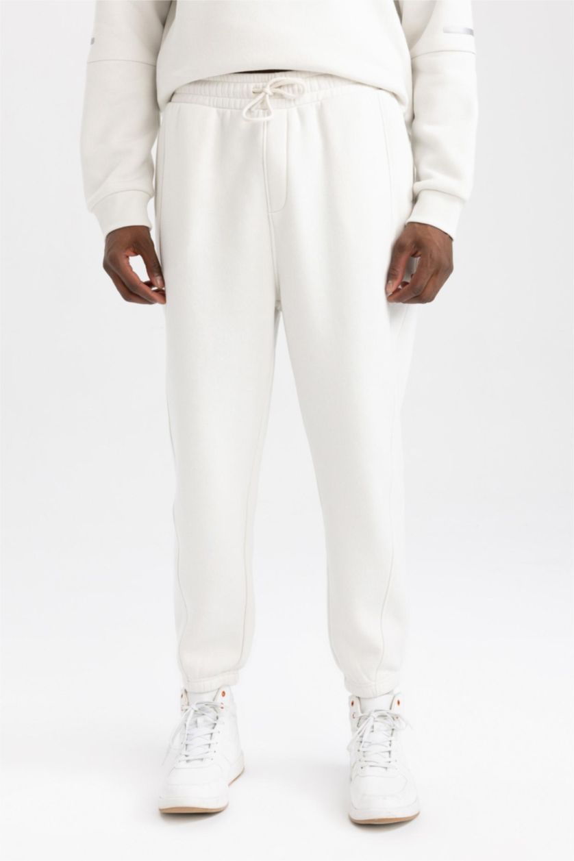 Erkek Taş DeFactoFit Standart Fit Beli Bağcıklı Lastikli Paça Basic Düz Cepli Jogger Eşofman Altı