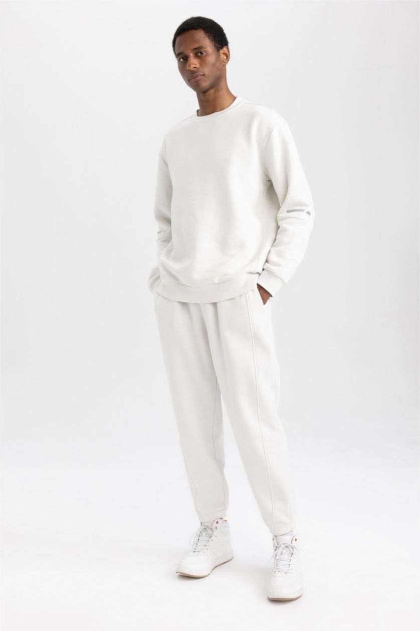 Erkek Taş DeFactoFit Standart Fit Beli Bağcıklı Lastikli Paça Basic Düz Cepli Jogger Eşofman Altı