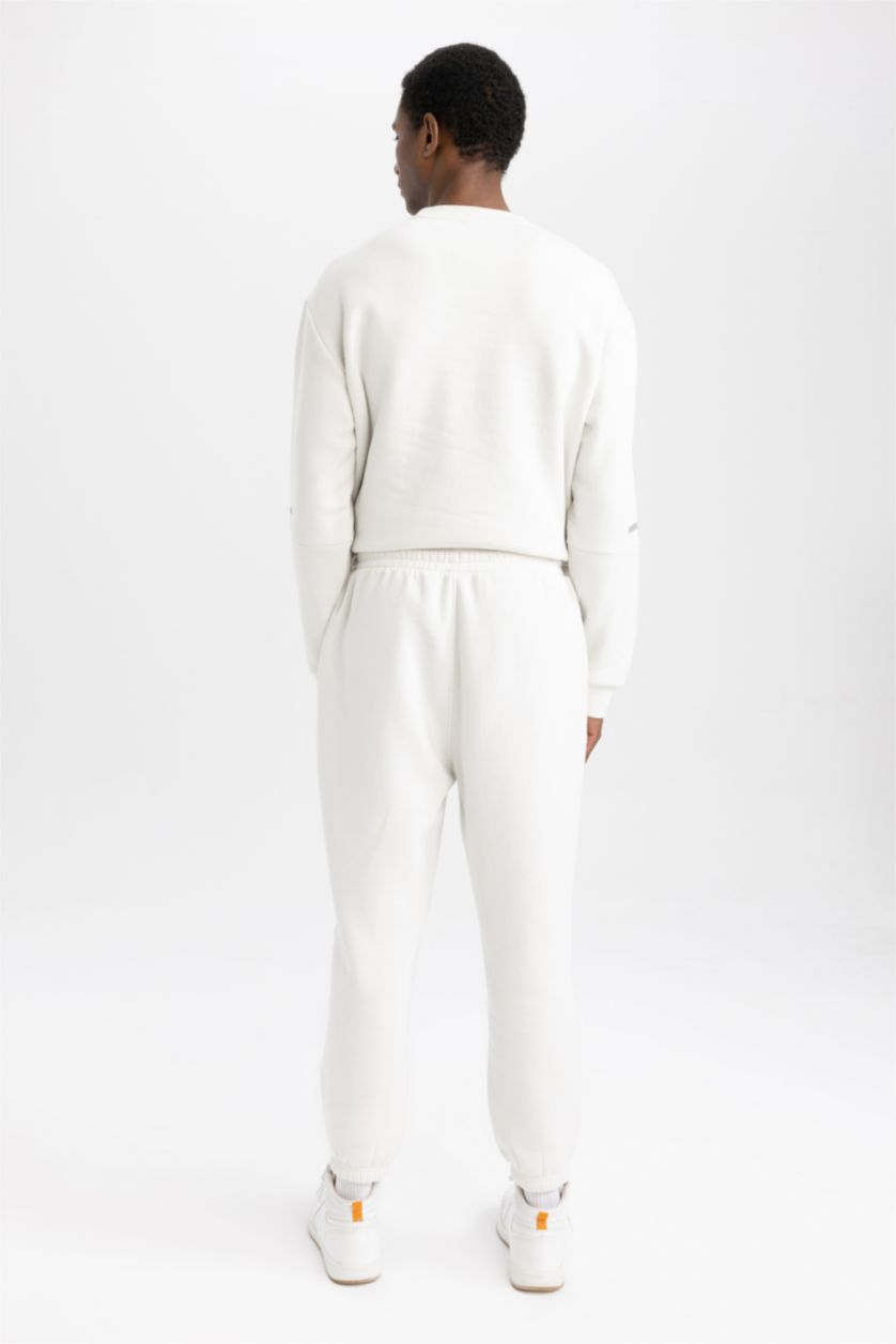 Erkek Taş DeFactoFit Standart Fit Beli Bağcıklı Lastikli Paça Basic Düz Cepli Jogger Eşofman Altı