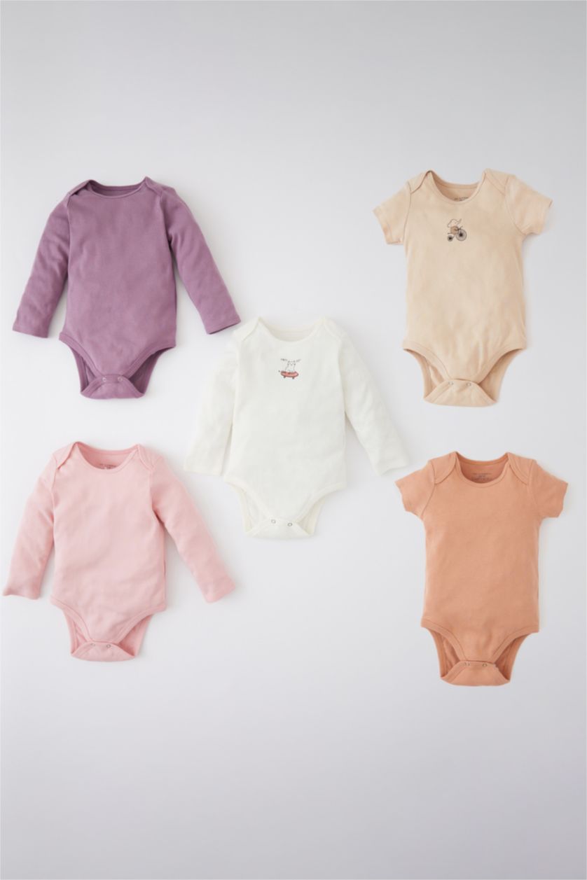 BÉBÉ FILLE Beige Body à manches longues avec boutons-pression Ctelé Manche Longue Col enveloppe Basique 5 BéBé Fille