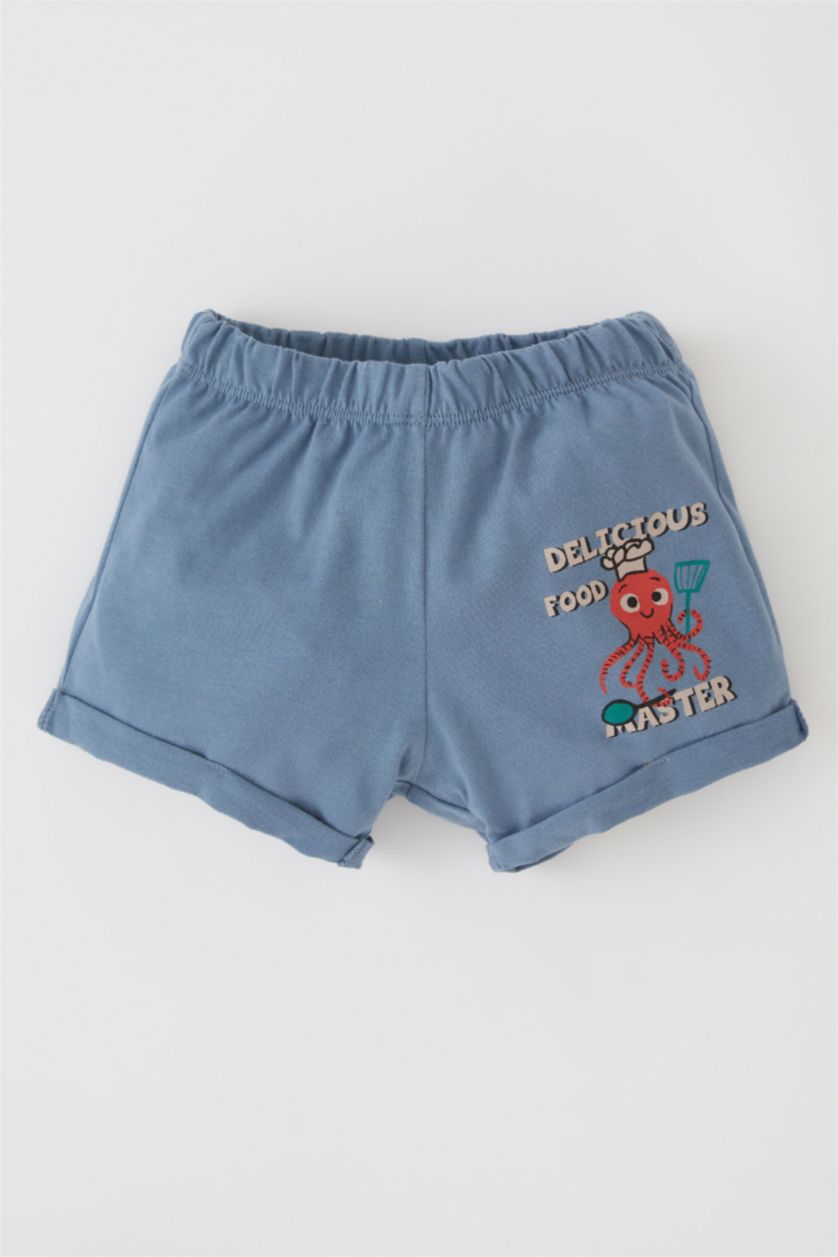 Малыши мальчики Голубрй Шорты стандартного кроя с принтом животных на резинке