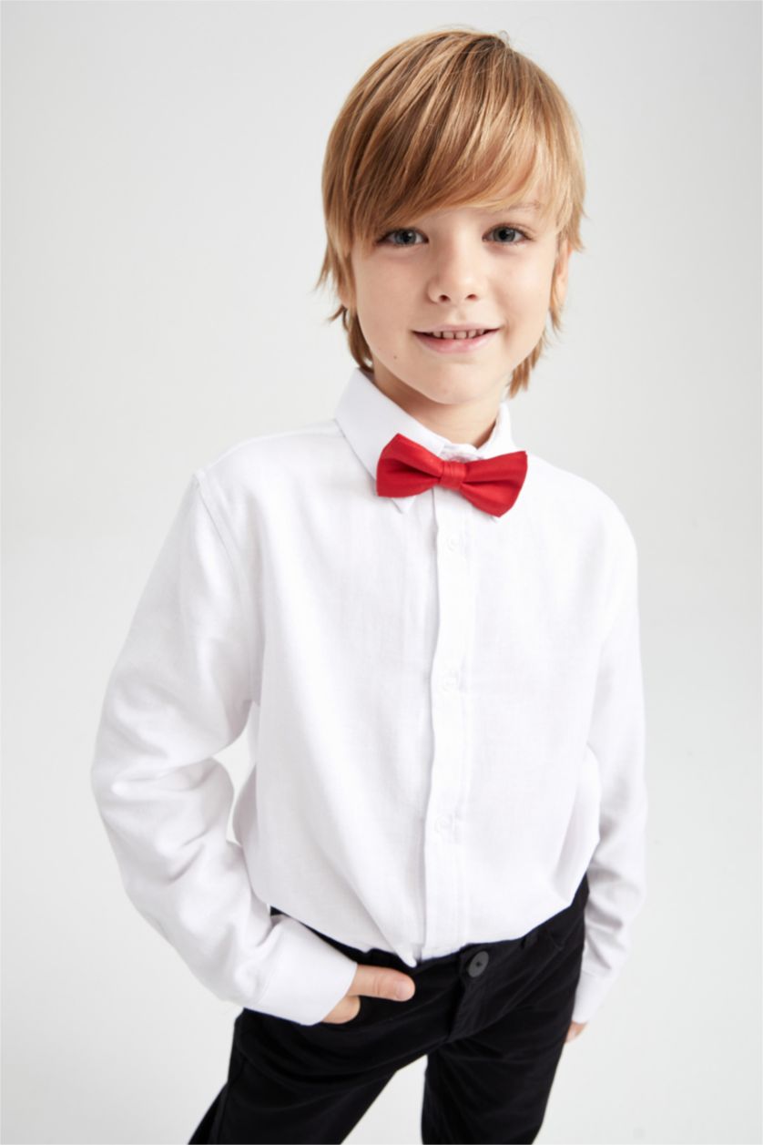 BOYS & TEENS White Regular Fit Long Sleeve Shirt