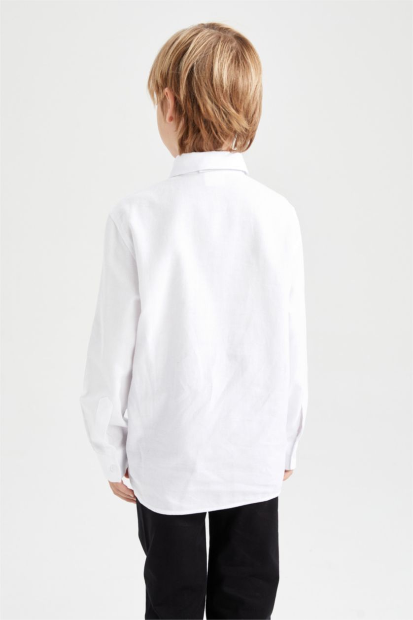 BOYS & TEENS White Regular Fit Long Sleeve Shirt