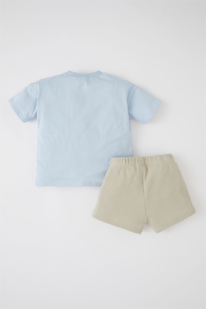 Baby Boy Blue Regular Fit Short Sleeve Slogan Print Lounge Set