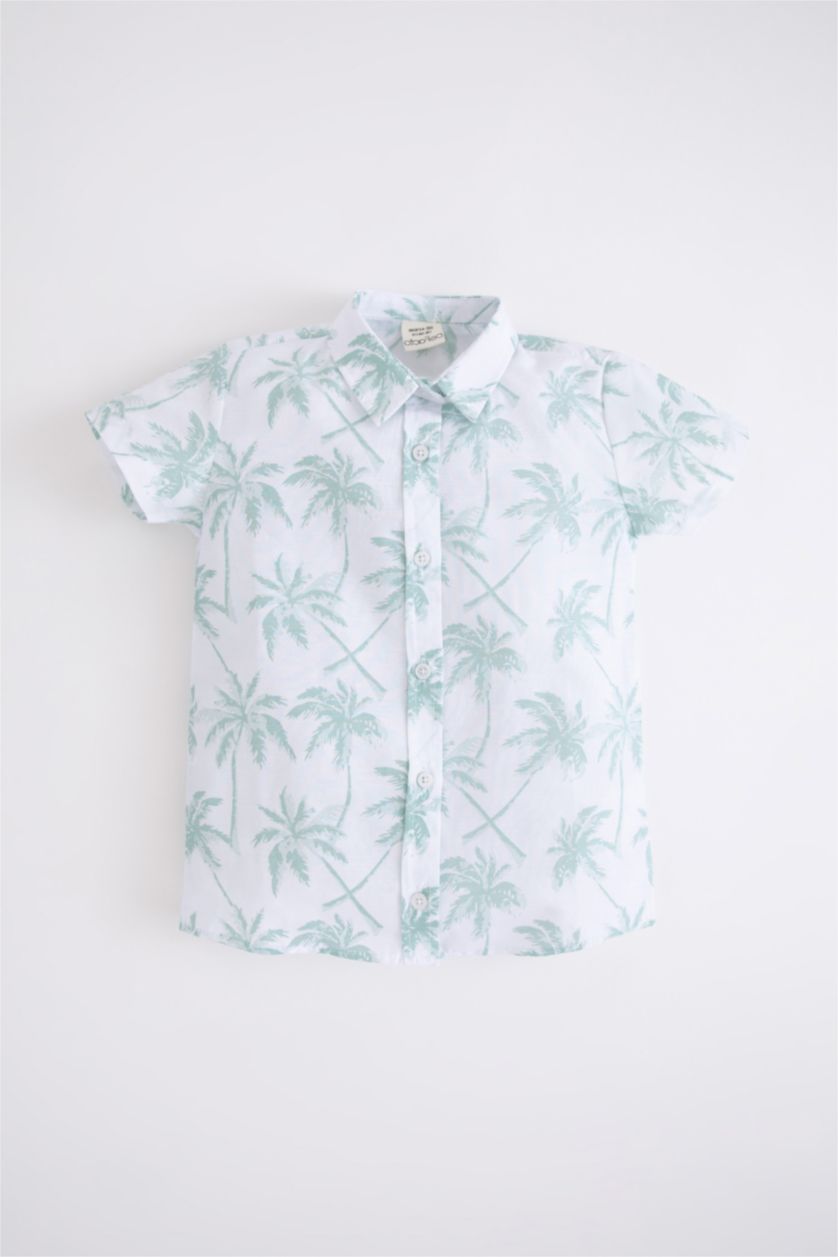 BÉBÉ GARÇON Vert Clair Chemises à manches courtes Popeline Col De Chemise Manche Courte Motif Tropical
