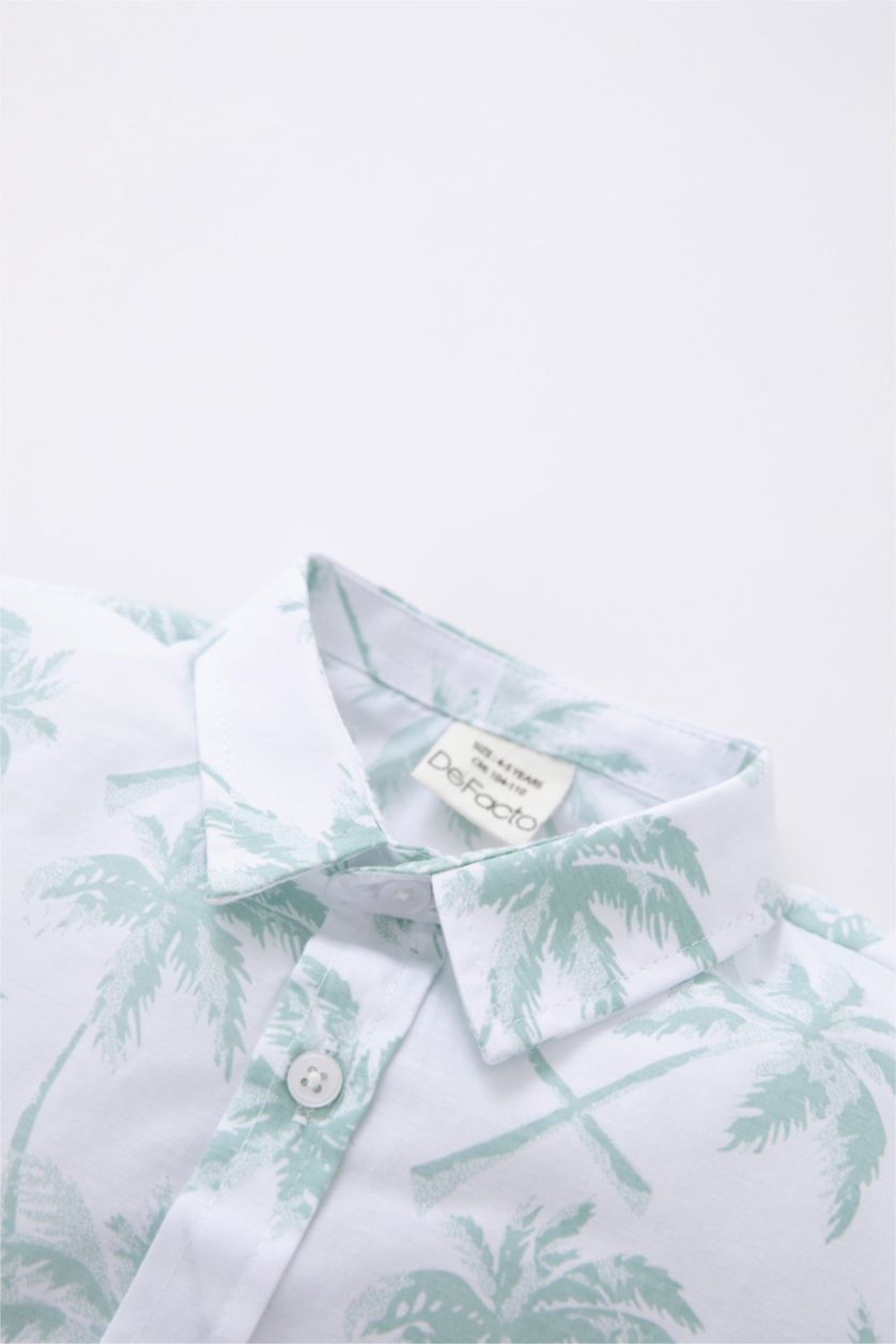 BÉBÉ GARÇON Vert Clair Chemises à manches courtes Popeline Col De Chemise Manche Courte Motif Tropical