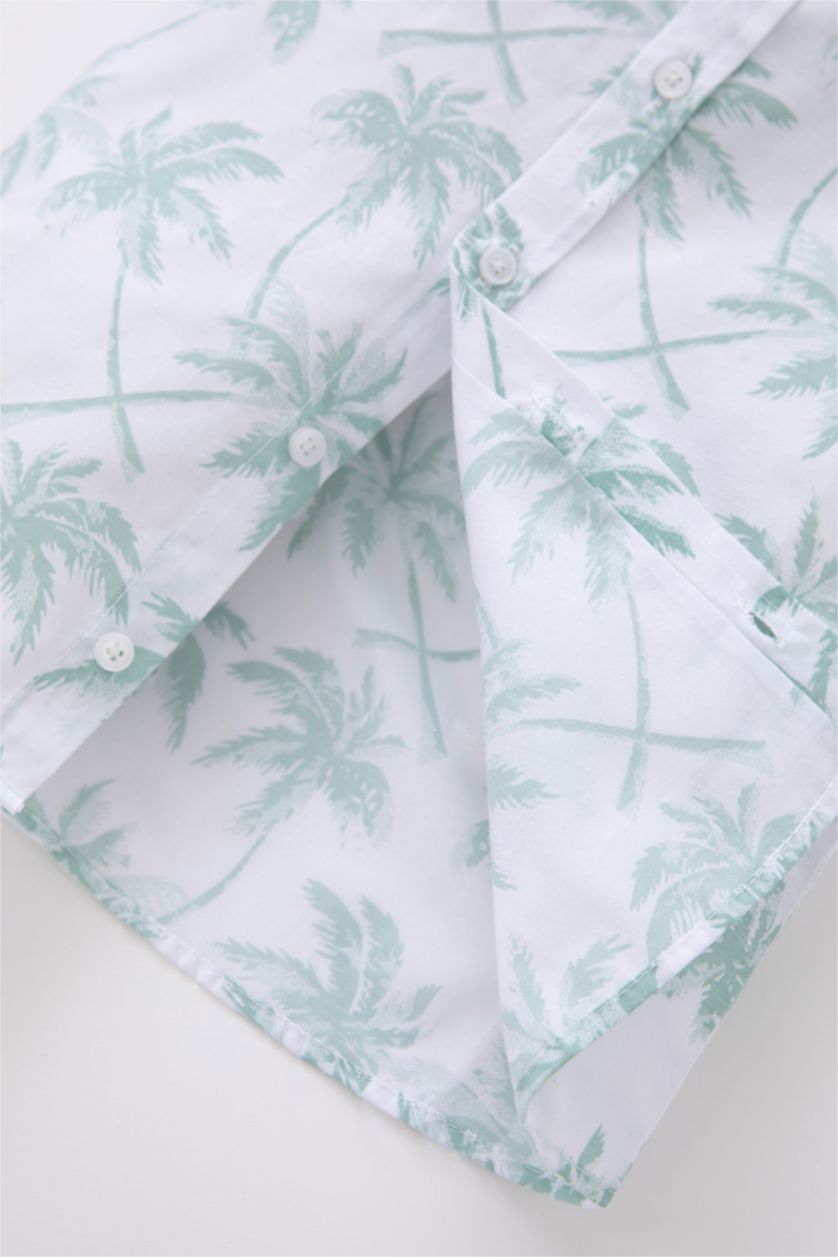BÉBÉ GARÇON Vert Clair Chemises à manches courtes Popeline Col De Chemise Manche Courte Motif Tropical