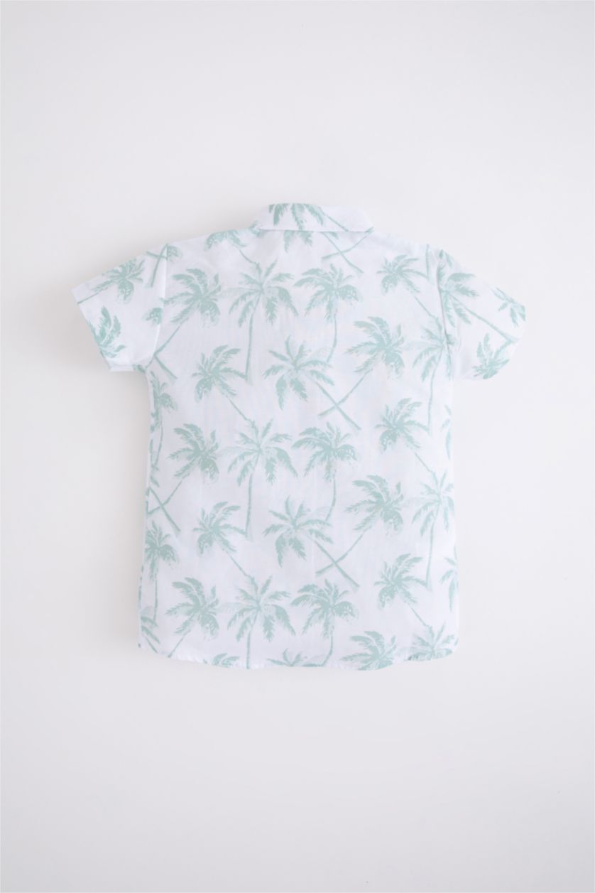 BÉBÉ GARÇON Vert Clair Chemises à manches courtes Popeline Col De Chemise Manche Courte Motif Tropical