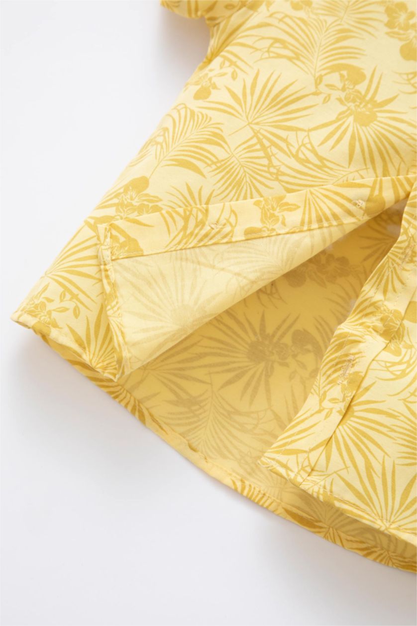 BÉBÉ GARÇON Beige Chemises à manches courtes Popeline Col De Chemise Manche Courte Motif Tropical