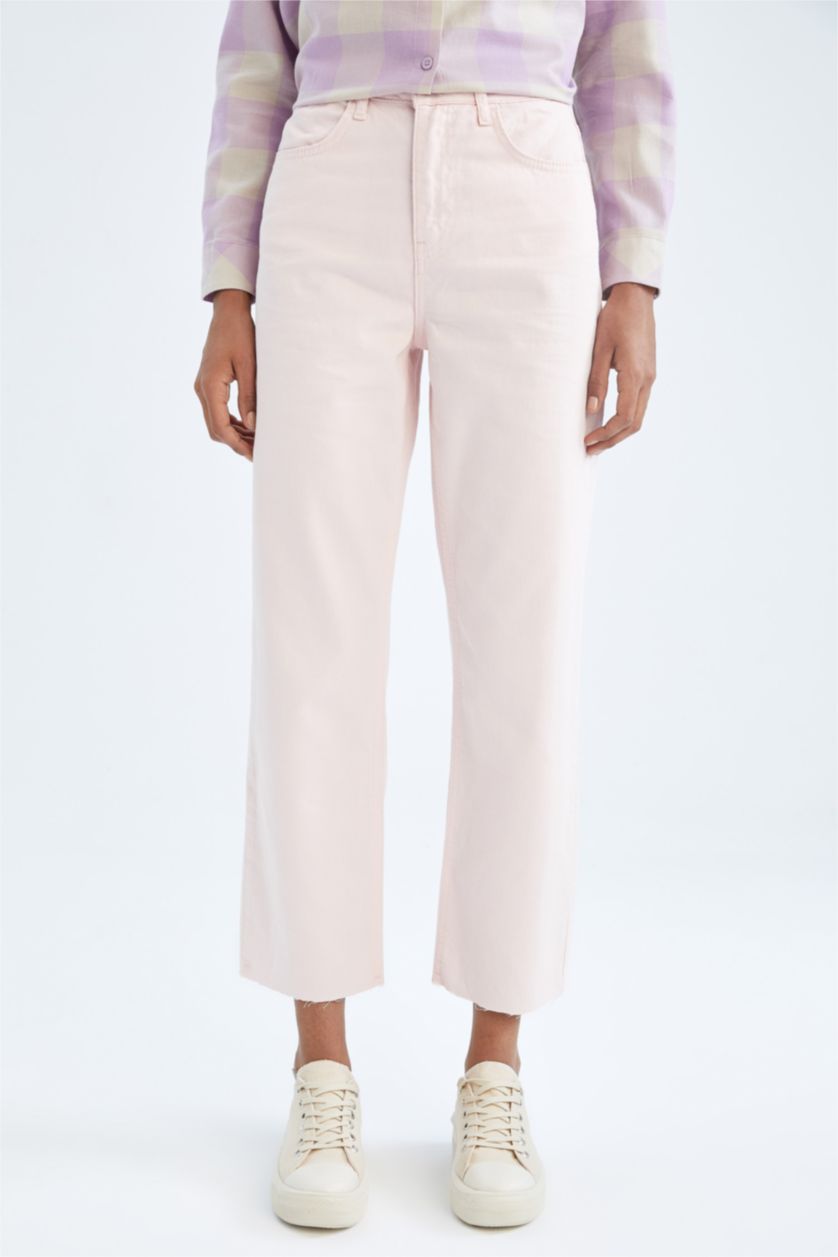 WOMAN Light Pink Straight Fit Trousers