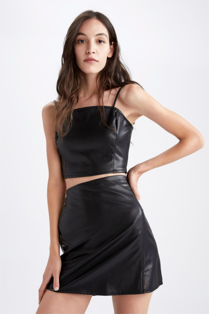 WOMAN Black A Cut Mini