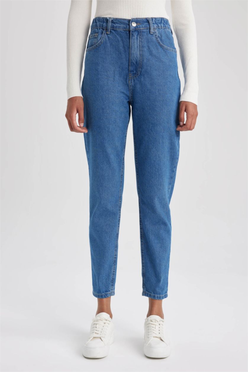 WOMAN Blue Mom Fit Denim Trousers