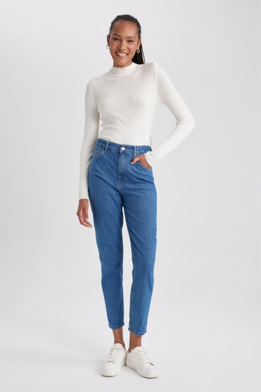 WOMAN Blue Mom Fit Denim Trousers