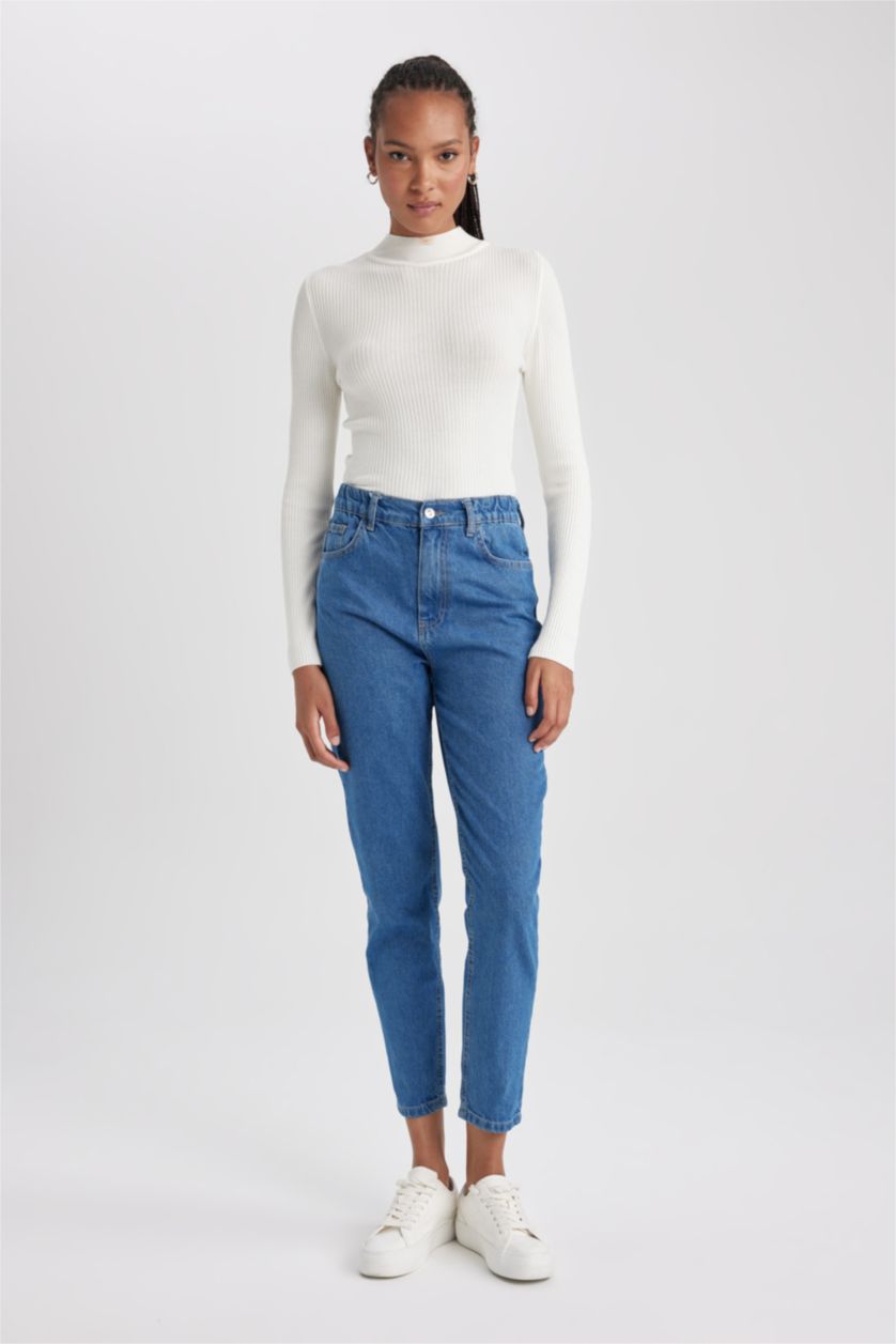 WOMAN Blue Mom Fit Denim Trousers