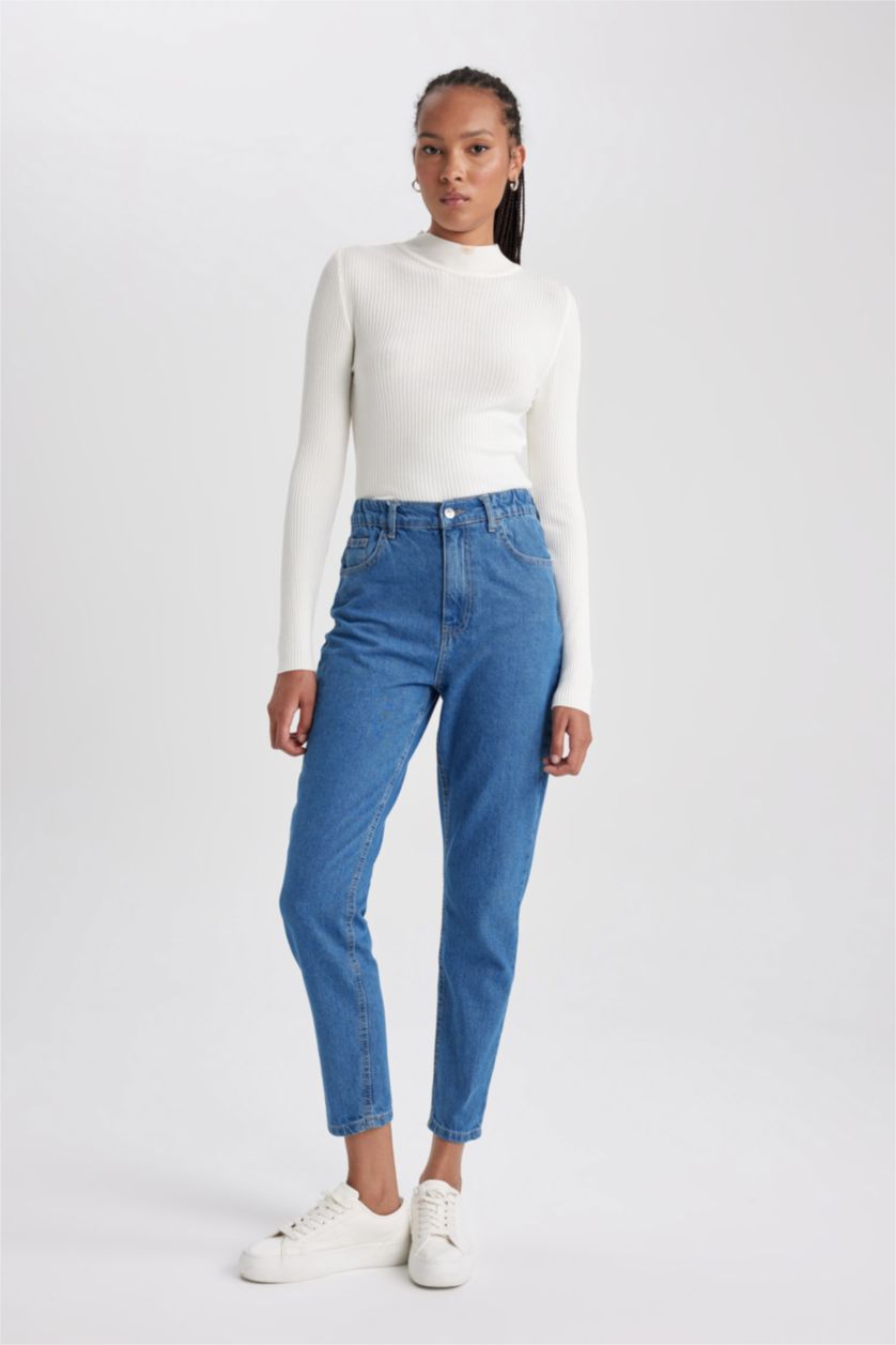 WOMAN Blue Mom Fit Denim Trousers