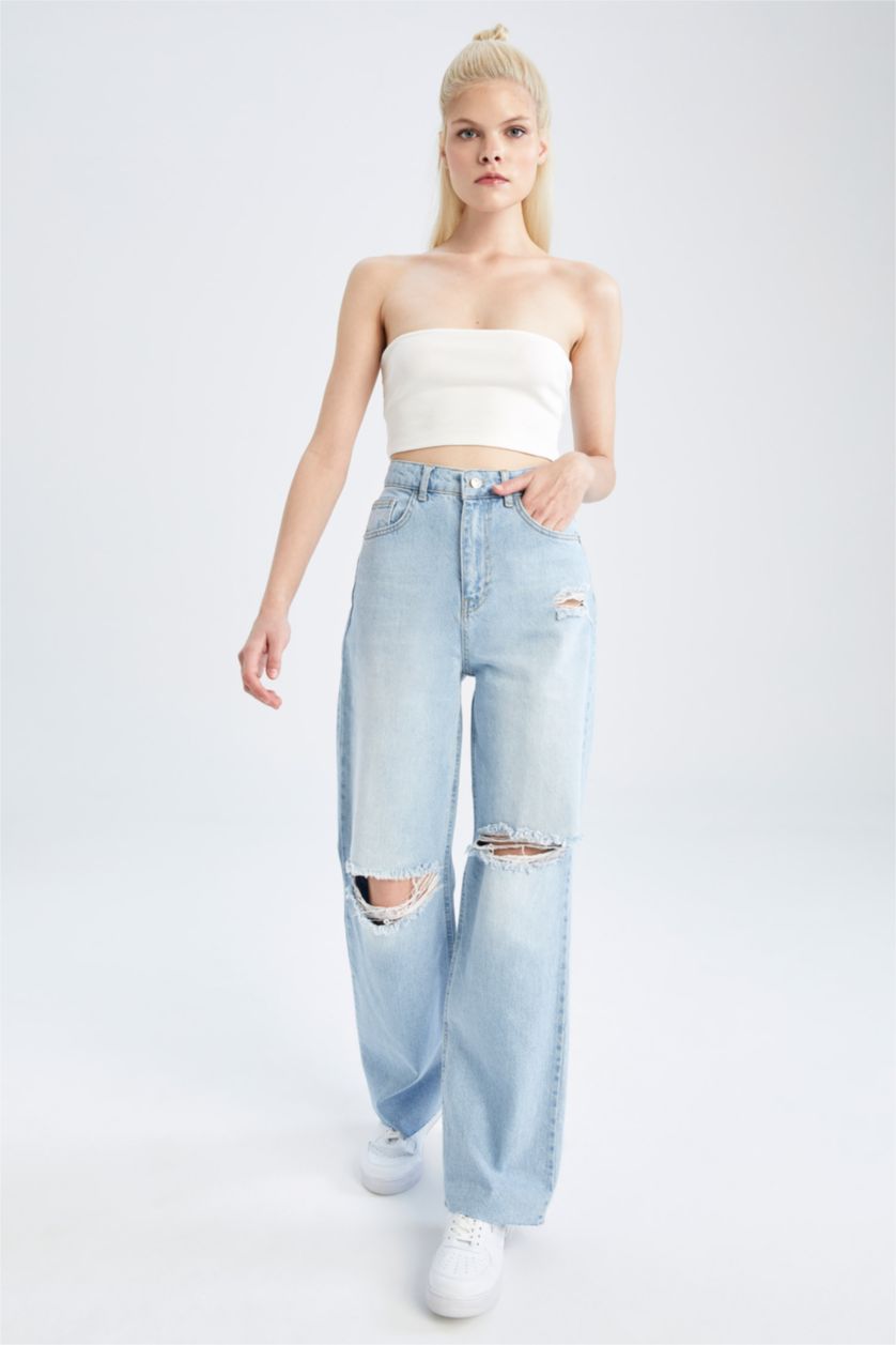 FEMME BLEU Clair Taille haute