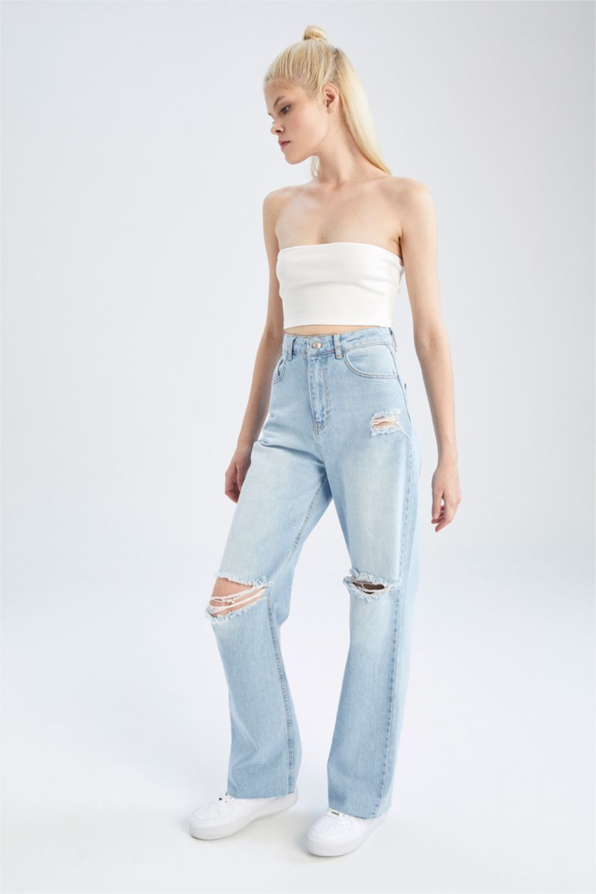 FEMME BLEU Clair Taille haute