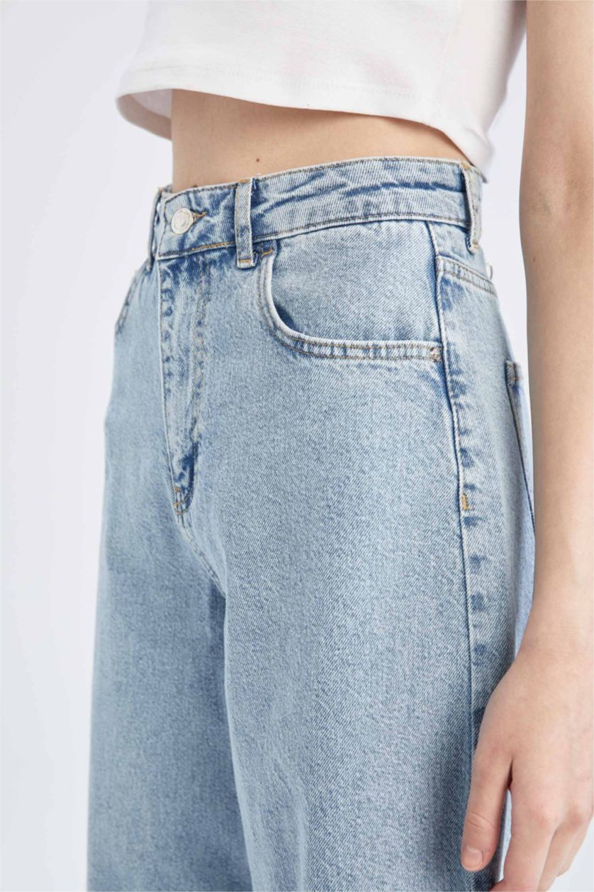 FEMME BLEU Clair Jean coupe jupe-culotte à taille haute et ourlet court