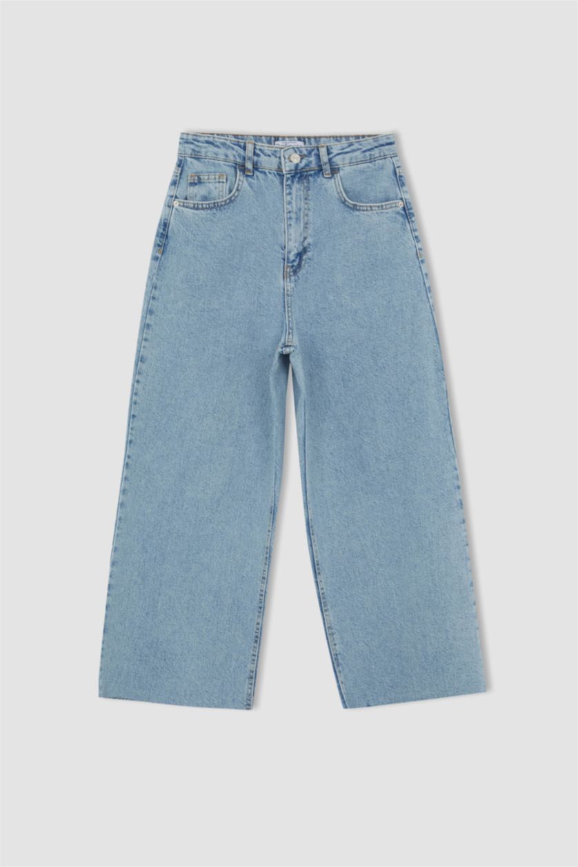 FEMME BLEU Clair Jean coupe jupe-culotte à taille haute et ourlet court