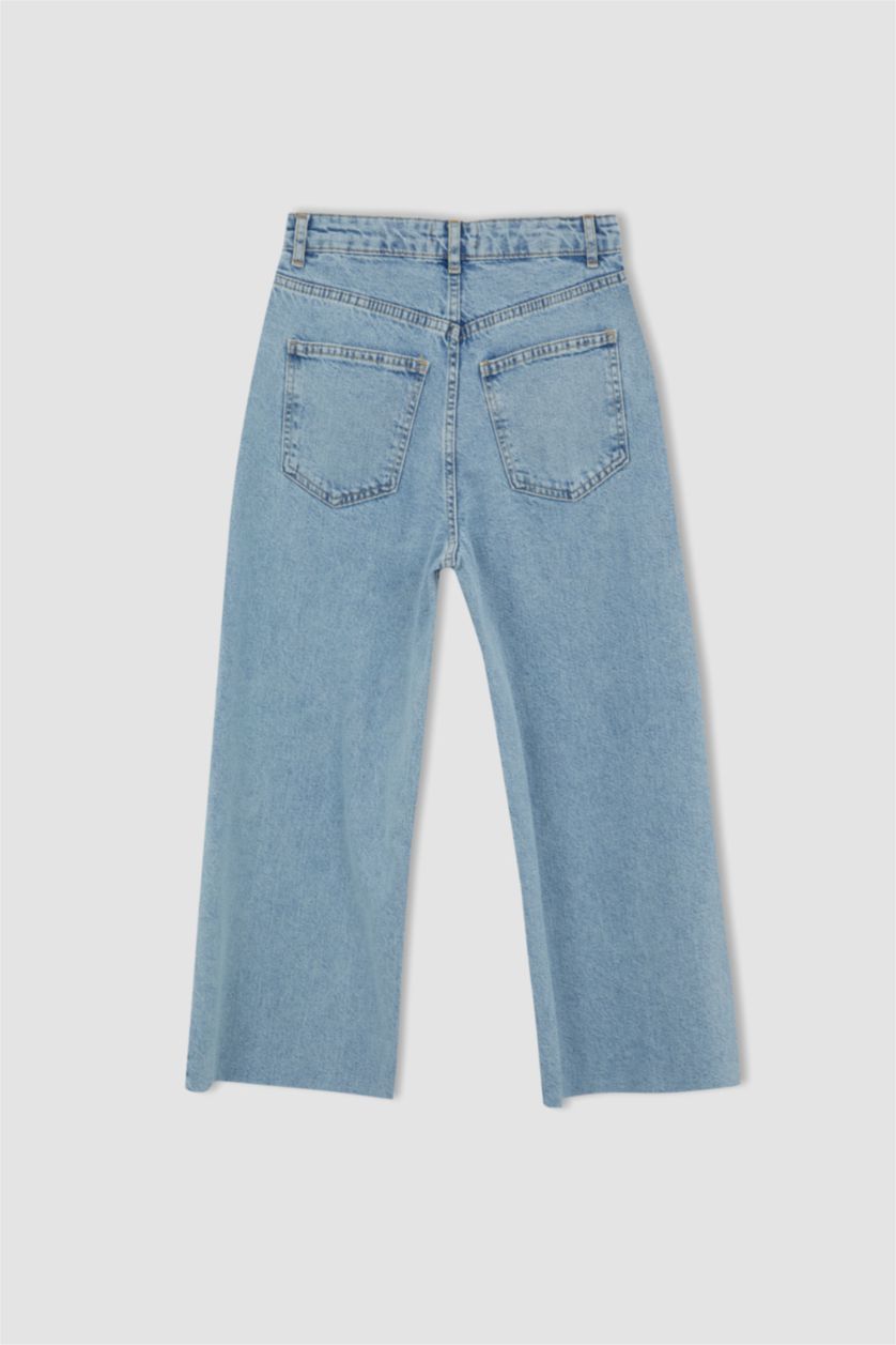 FEMME BLEU Clair Jean coupe jupe-culotte à taille haute et ourlet court
