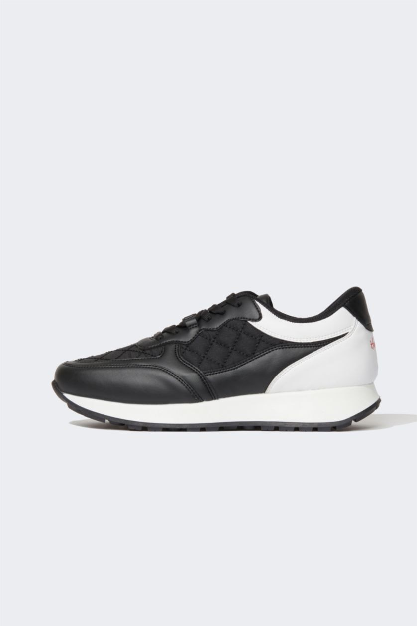 FEMME Noir Baskets PU Batman Lacé