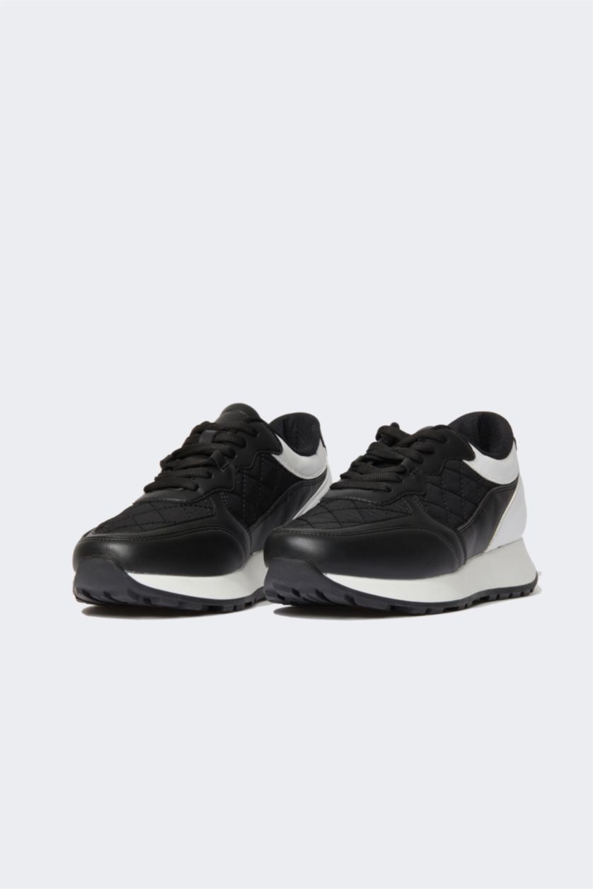 FEMME Noir Baskets PU Batman Lacé