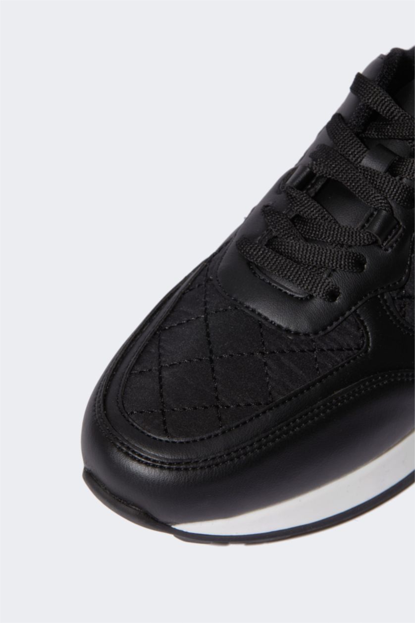 FEMME Noir Baskets PU Batman Lacé