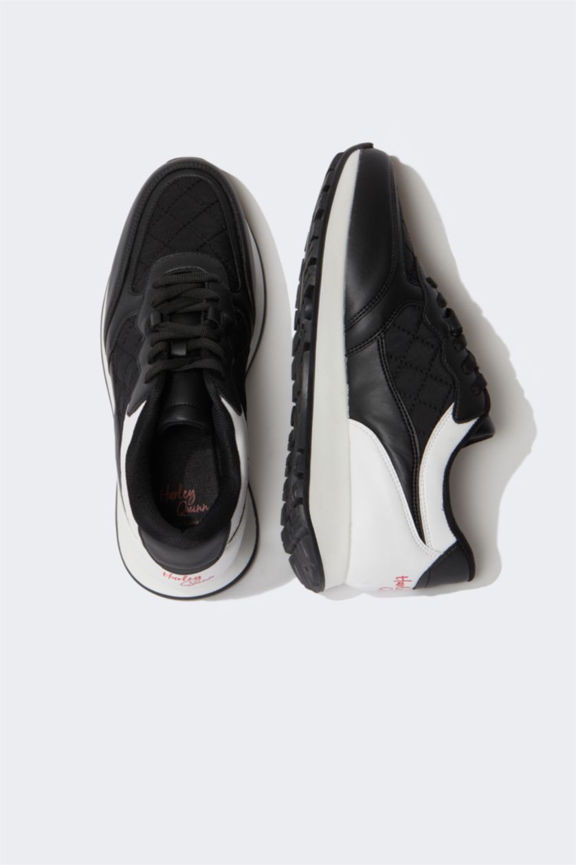 FEMME Noir Baskets PU Batman Lacé