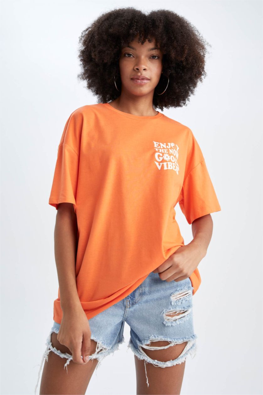 WOMAN Coral Oversize Fit Short Sleeve T-Shirt