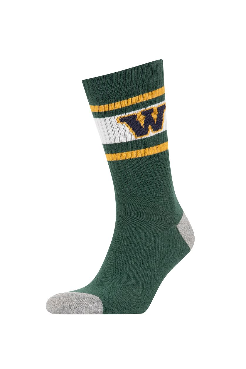 Erkek Karma Erkek Baskılı Rahat Lastikli 3'lü Pamuklu Uzun Çorap