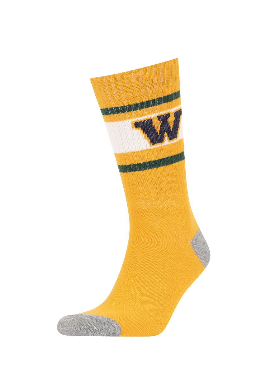 Erkek Karma Erkek Baskılı Rahat Lastikli 3'lü Pamuklu Uzun Çorap