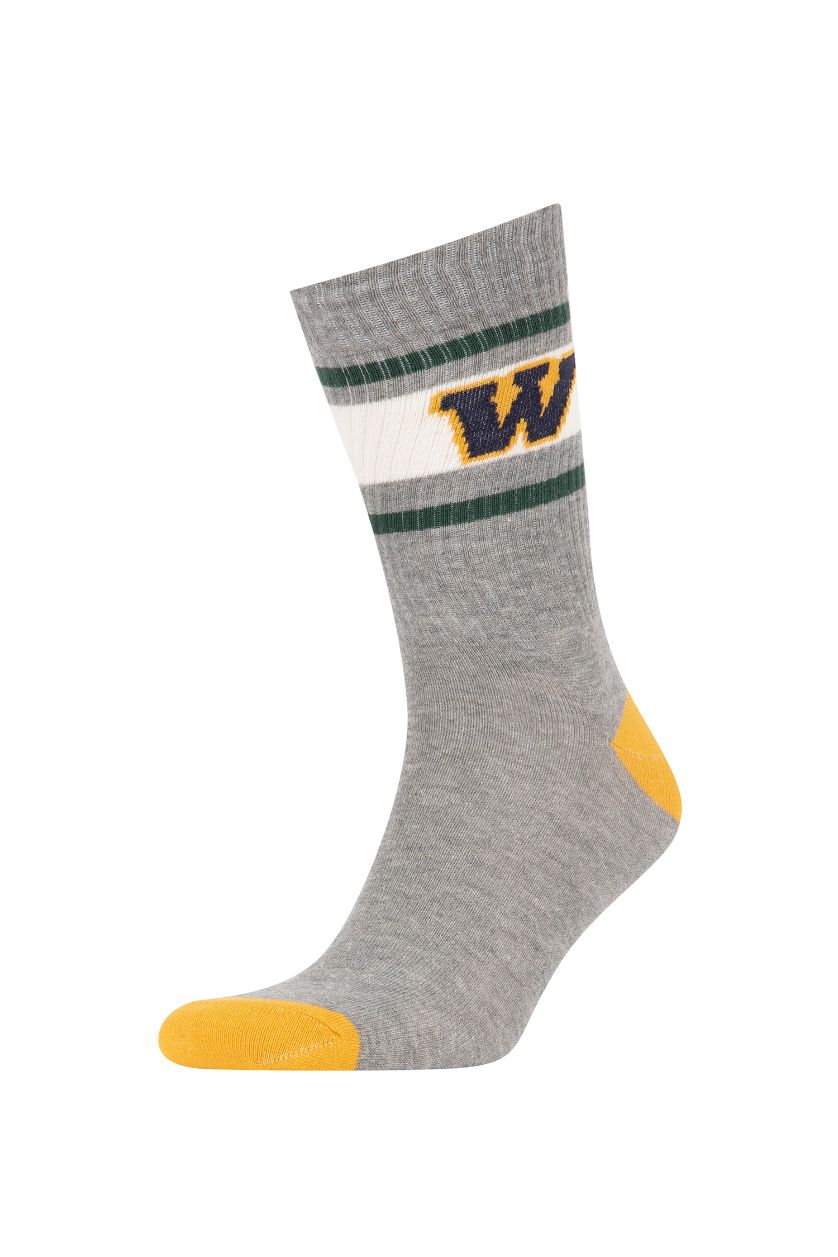 Erkek Karma Erkek Baskılı Rahat Lastikli 3'lü Pamuklu Uzun Çorap