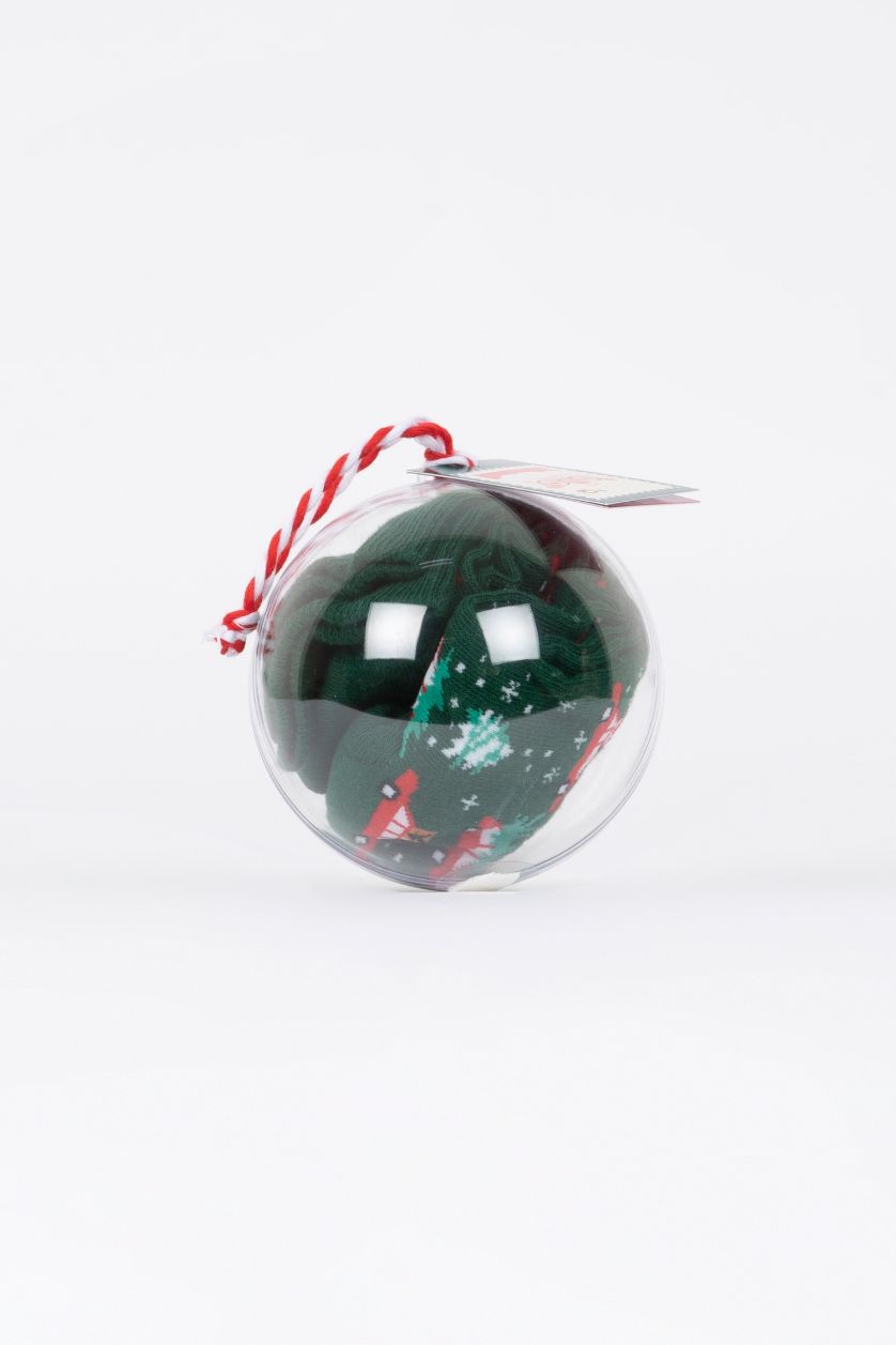 Erkek Yeşil Erkek Yılbaşı Temalı Pamuklu Uzun Çorap