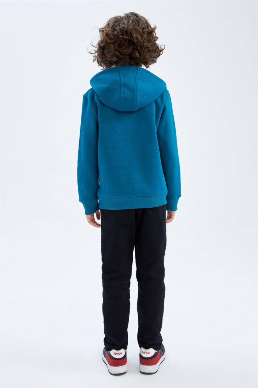 Erkek Çocuk - Genç Erkek Petrol Erkek Çocuk Kapüşonlu Sweatshirt