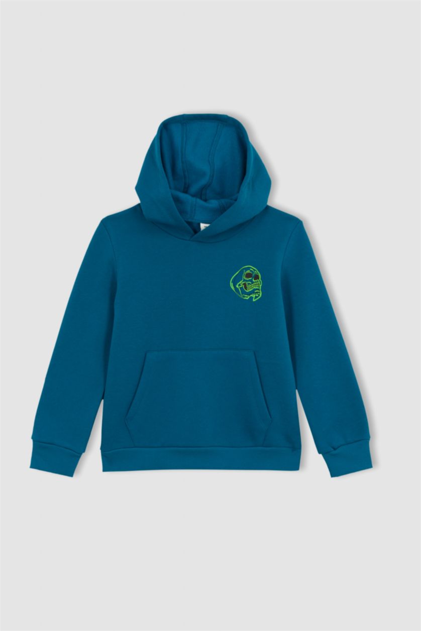 Erkek Çocuk - Genç Erkek Petrol Erkek Çocuk Kapüşonlu Sweatshirt