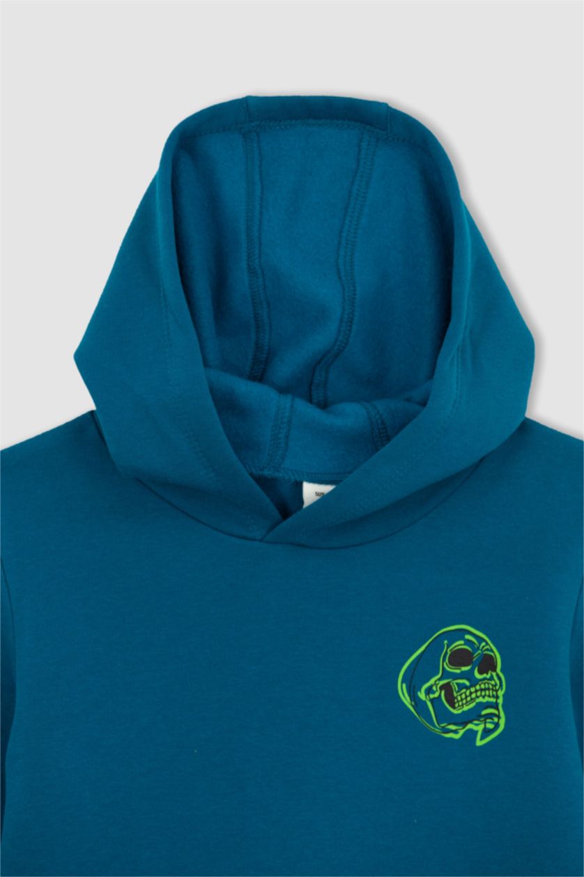 Erkek Çocuk - Genç Erkek Petrol Erkek Çocuk Kapüşonlu Sweatshirt