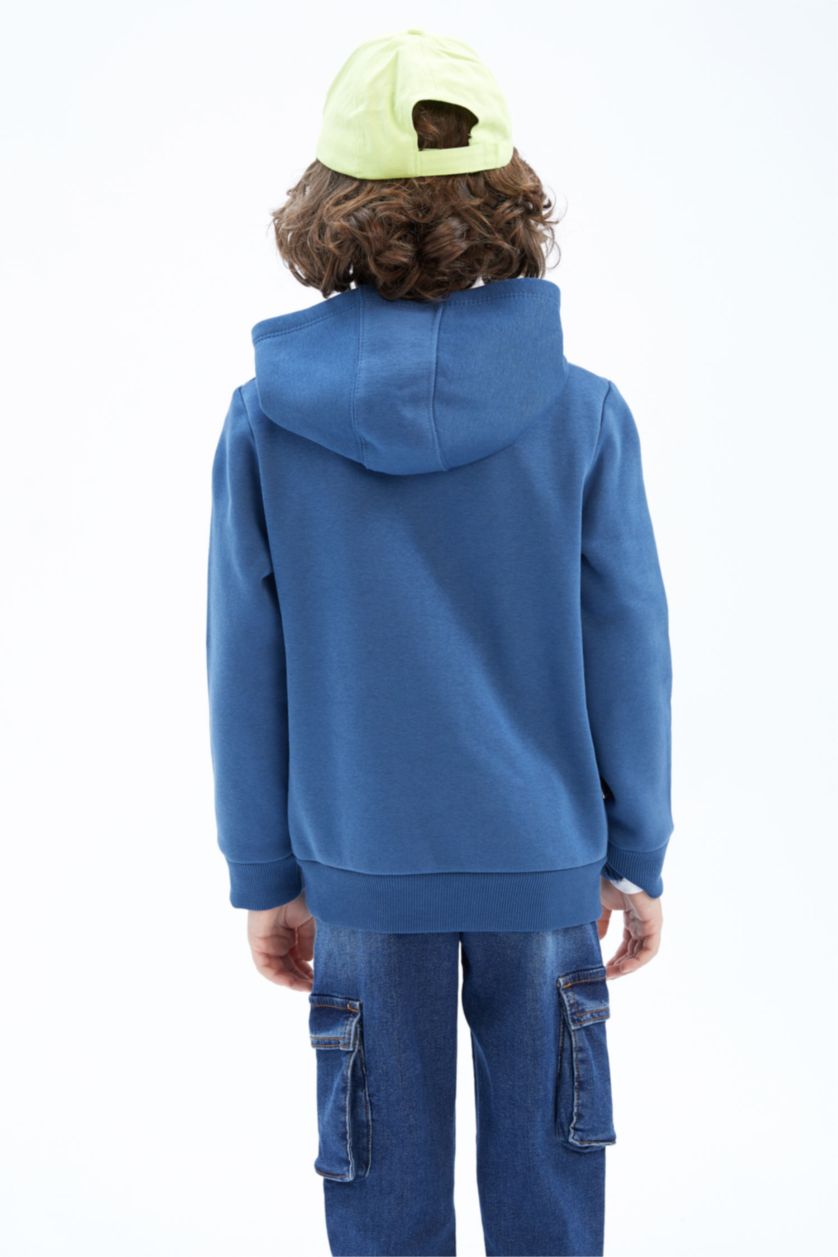 GARÇONS Indigo Sweat Garçon Ample À Capuche Avec Poche Kangourou