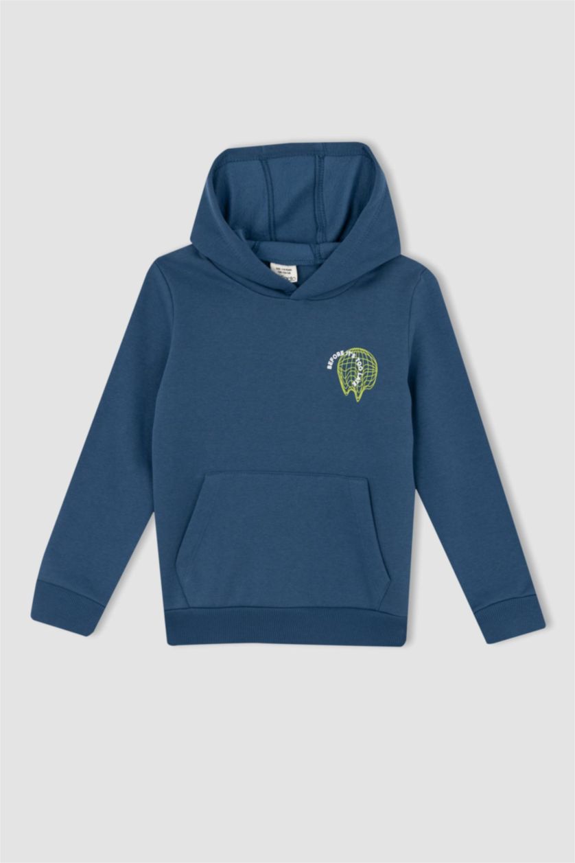 GARÇONS Indigo Sweat Garçon Ample À Capuche Avec Poche Kangourou