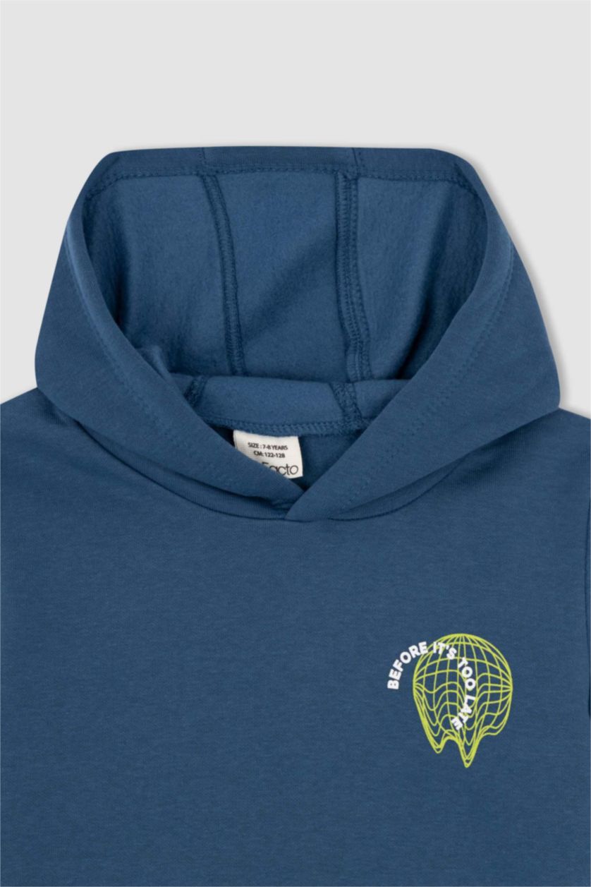 GARÇONS Indigo Sweat Garçon Ample À Capuche Avec Poche Kangourou