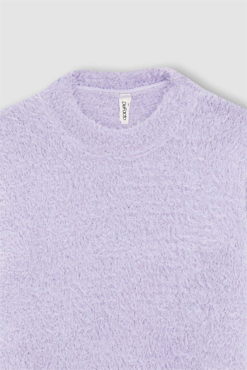 Дівчачий Бузковий Пуловер стандартного крою з круглим вирізом трикотажний для дівчаток