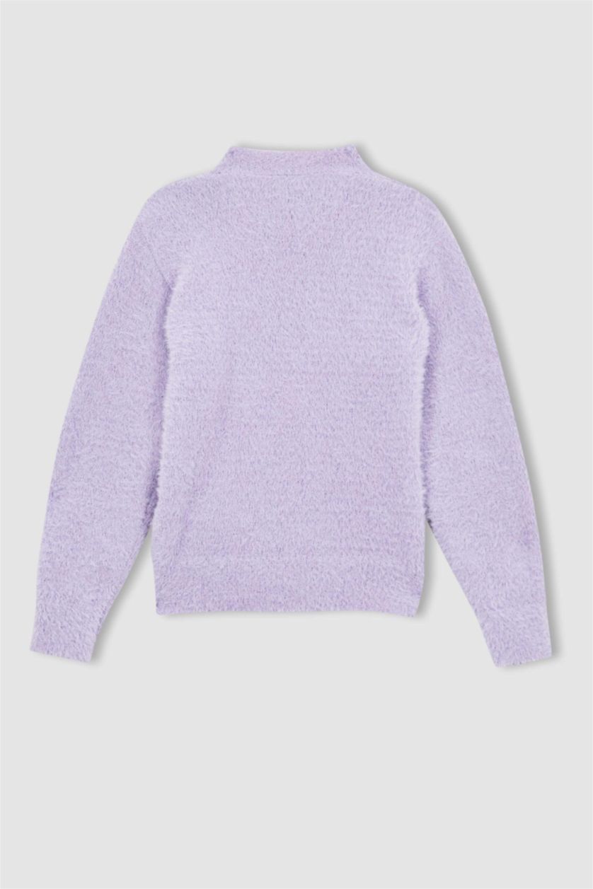 Дівчачий Бузковий Пуловер стандартного крою з круглим вирізом трикотажний для дівчаток