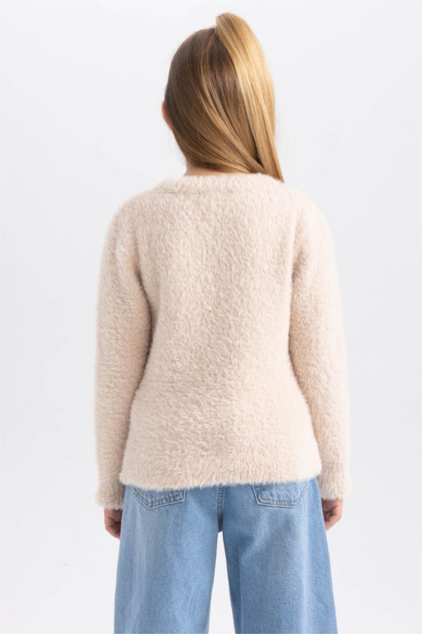 FILLES Beige Pull-Over Coupe Régulière Col Rond Pour Fille
