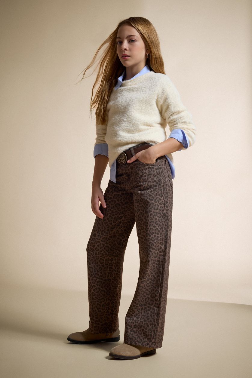 بناتي بيج فاتح بلوفر بناتي تريكو قصة عادية برقبة مستديرة