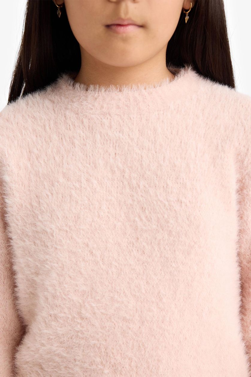 بناتي سيموني بلوفر بناتي تريكو قصة عادية برقبة مستديرة