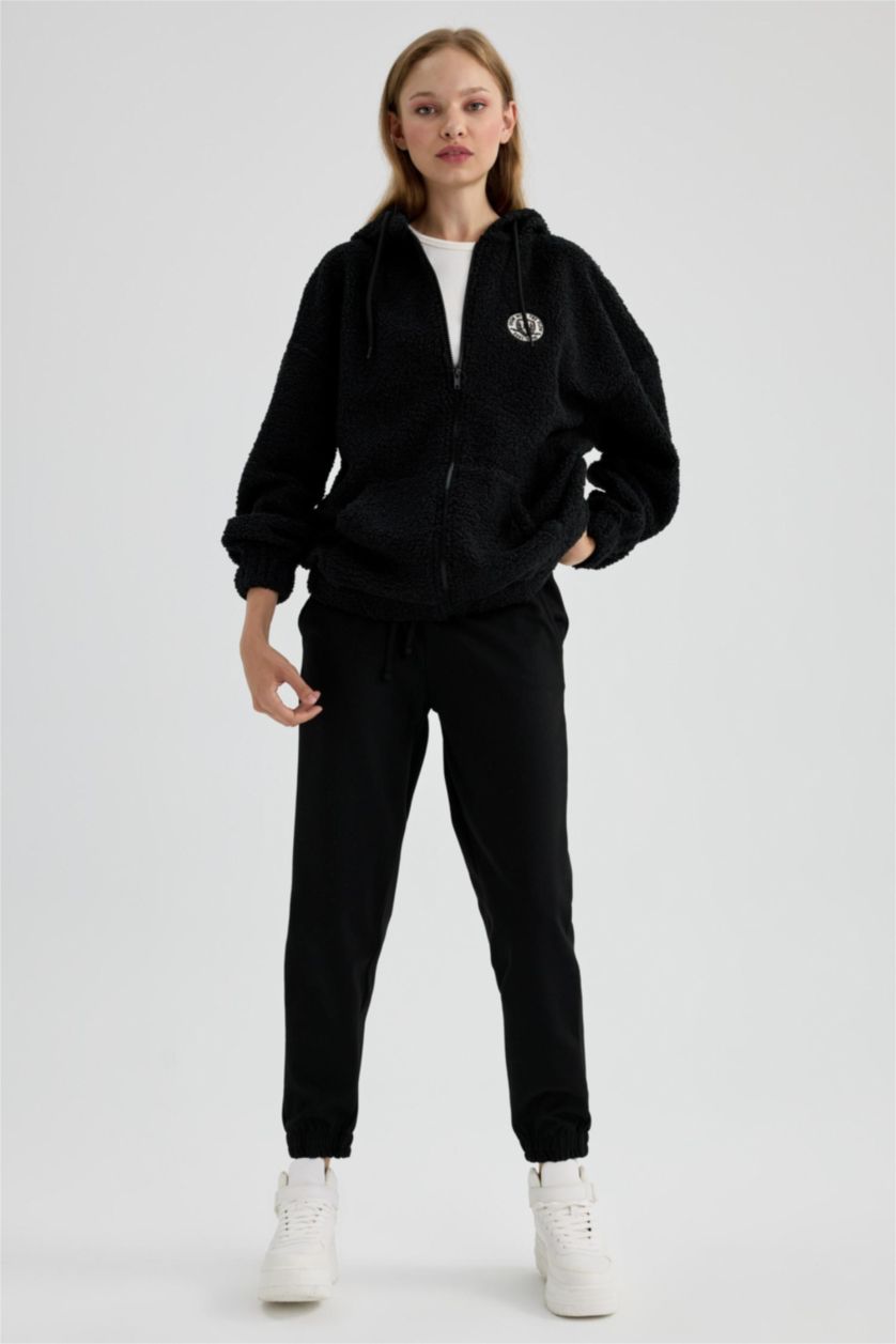 Женщины Черный Кардиган оверсайз с капюшоном