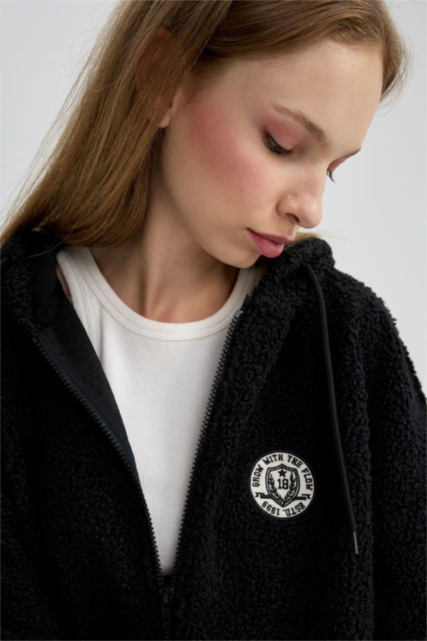 Женщины Черный Кардиган оверсайз с капюшоном