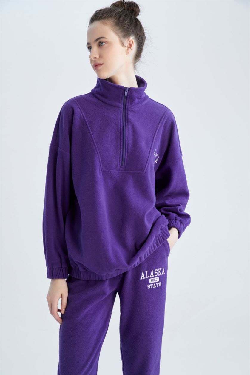 نساء بنفسجي Oversize Fit fleece Sweatshirt