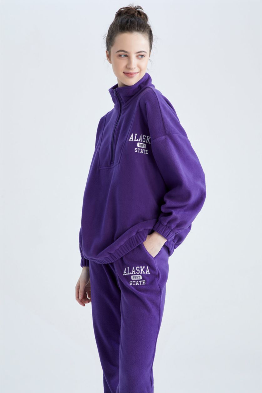 نساء بنفسجي Oversize Fit fleece Sweatshirt