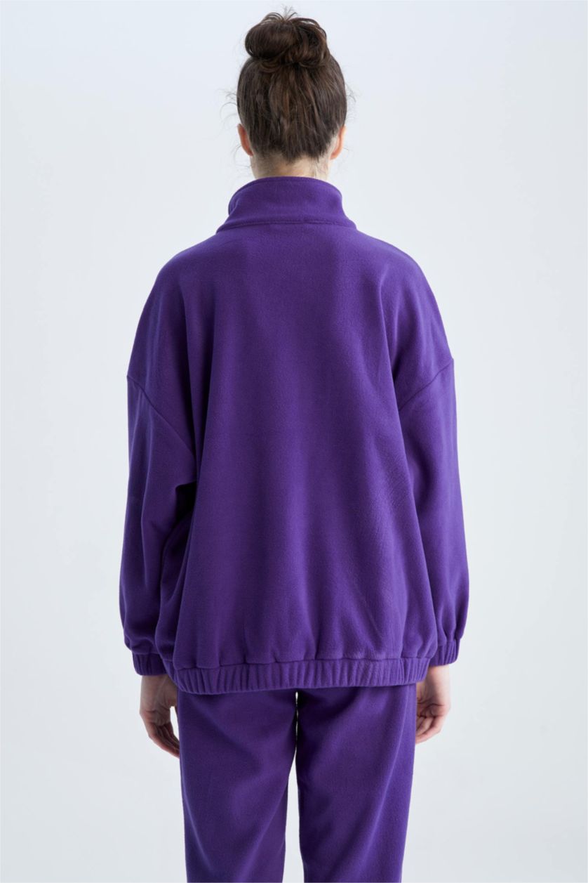 نساء بنفسجي Oversize Fit fleece Sweatshirt