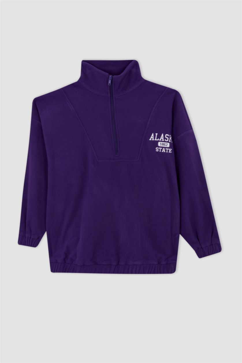 نساء بنفسجي Oversize Fit fleece Sweatshirt